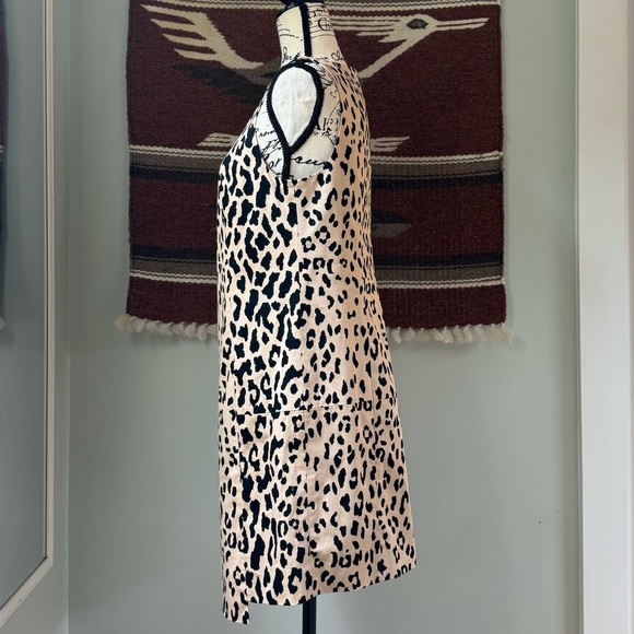 Tibi Cheetah Sateen Cotton Shift Dress in Sand Multi - Picture 5 of 12